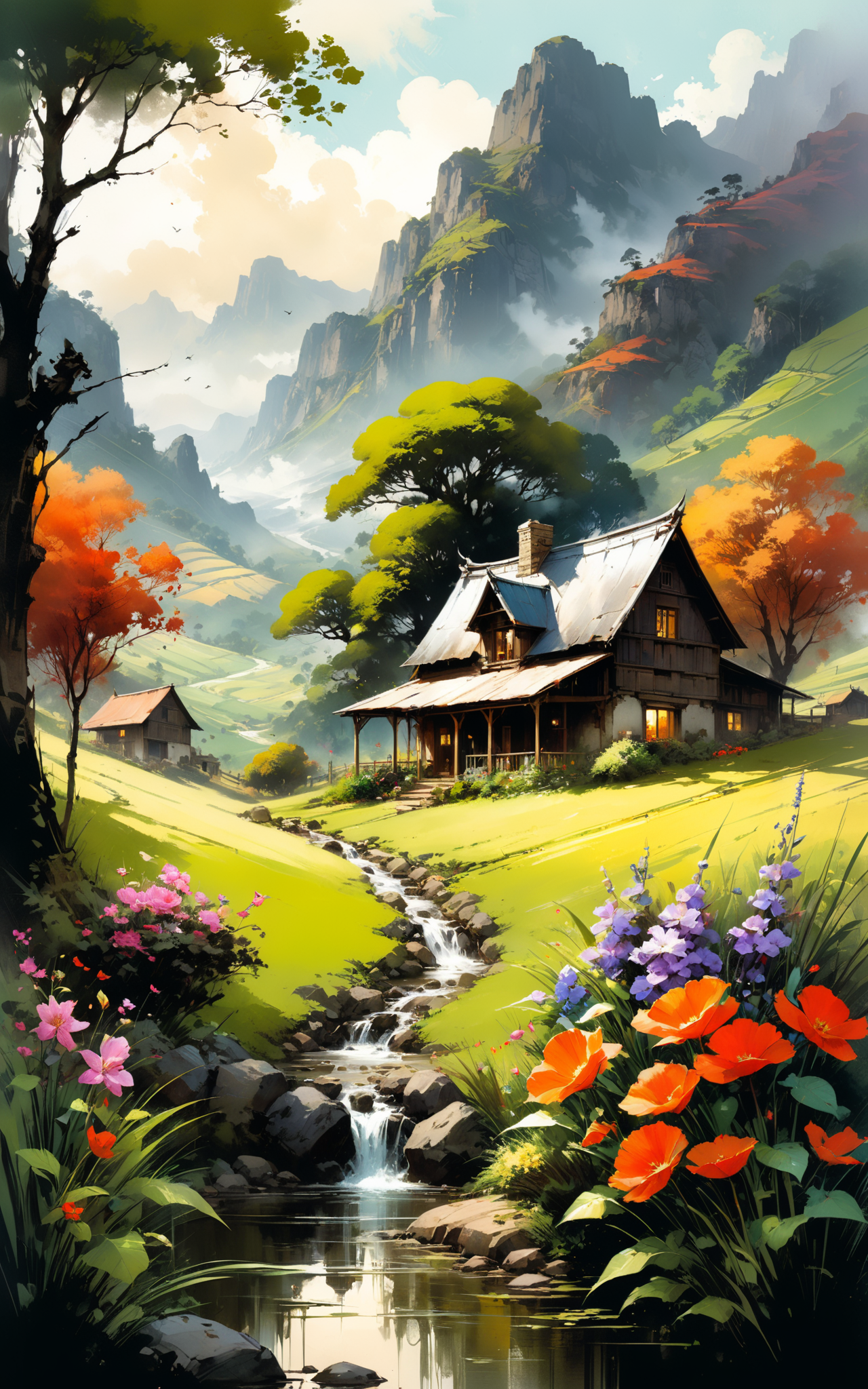 04541-706410377-Create a vibrant and picturesque scene illustrating idyllic homestead. The setting is a serene garden nestled in a verdant valle.png